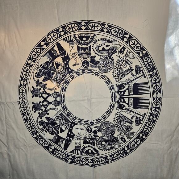 Black and White Tribal Mandala Tapestry - African-Inspired [0136] - Picture 3 of 4